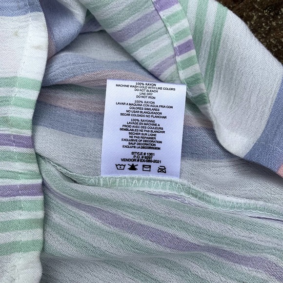 Kiwi & Punch Two Piece Set Pant Set Crop Top Stripe White Purple Green NEW Large - Picture 8 of 13